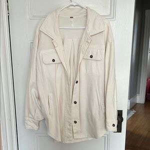 Free People Cream Button Down Shirt